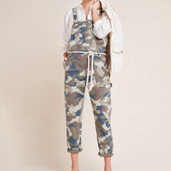 Anthropologie Pants - Anthropologie Carter Utility Dungarees
Camo Overalls with‎ Rope Detail